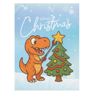 Cute dinosaur with Christmas tree Tablecloth