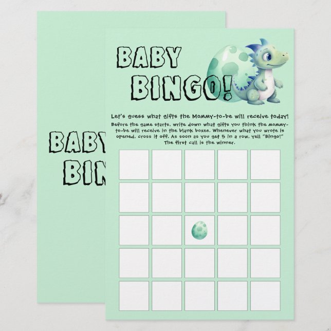 Cute Dinosaur with Its Egg Baby Bingo Game Flyer (Front/Back)