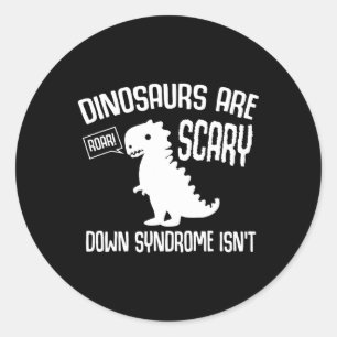 Cute Dinosaur World Down Syndrome Day Women Kids Classic Round Sticker