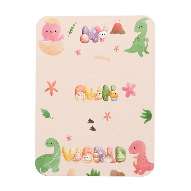 Cute Dinosaur World Flexible Photo Magnet (Vertical)