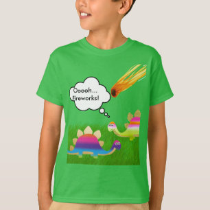 Cute Dinosaurs Admiring an Asteroid T-Shirt