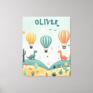 Cute Dinosaurs and Hot Air Balloons Canvas Print