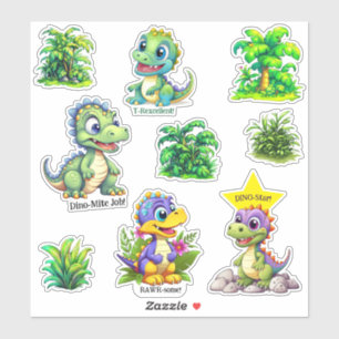 Cute Dinosaurs and Jungle Foliage Encouragement
