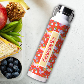 Cute Dinosaurs and Rainbows Water Bottle