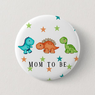 Cute Dinosaurs and Stars Baby Shower Mum To Be 6 Cm Round Badge