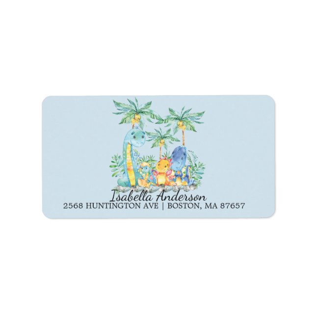 Cute Dinosaurs Baby Shower Address Label (Front)