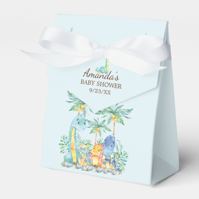Cute Dinosaurs Baby Shower Favour Box (Front Side)