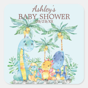 Cute Dinosaurs Baby Shower Favour Sticker
