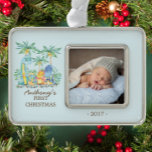 Cute Dinosaurs Baby's 1st Christmas Photo Ornament<br><div class="desc">Cute dino dinosaurs for a baby boys first christmas. Matching items available in our shop.</div>