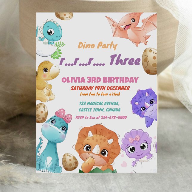 Cute Dinosaurs Birthday Party Invitation (Creator Uploaded)