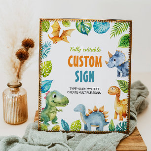 Cute Dinosaurs Birthday Party Table Sign