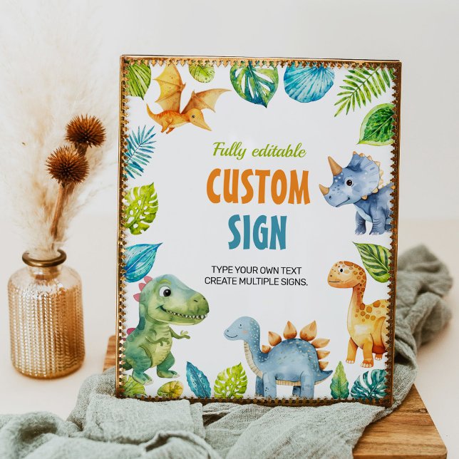 Cute Dinosaurs Birthday Party Table Sign (Creator Uploaded)