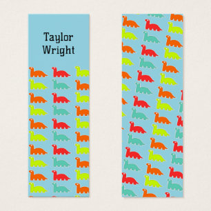 Cute dinosaurs blue personalised bookmark
