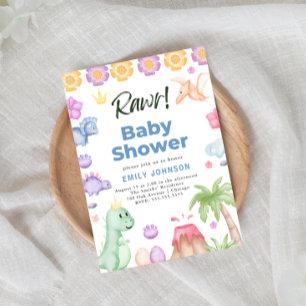Cute Dinosaurs Boy Baby Shower Invitation