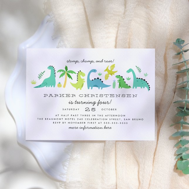 Cute Dinosaurs Boys Birthday Party Invitation (Creator Uploaded)