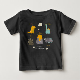 Cute Dinosaurs Boy's First Birthday Party Baby T-S T-Shirt