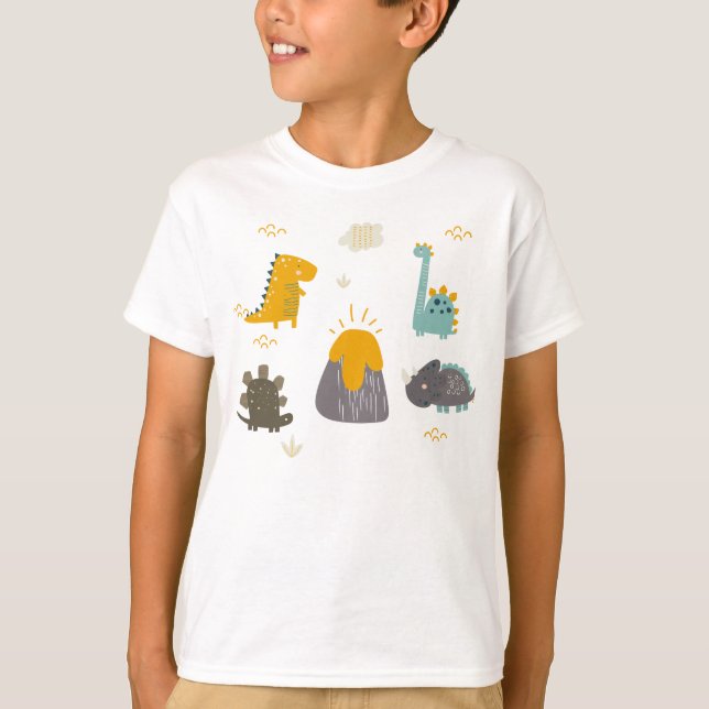 Cute Dinosaurs Boy's First Birthday Party Baby T-Shirt (Front)