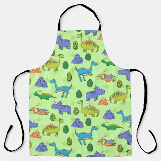 Cute Dinosaurs, Cartoon Style. Apron (Front)