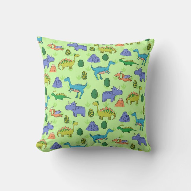 Cute Dinosaurs, Cartoon Style. Cushion (Front)