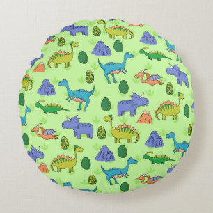 Cute Dinosaurs, Cartoon Style. Round Cushion