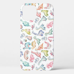 Cute dinosaurs, children's watercolor pattern. iPhone 12 case