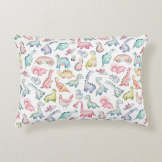 Cute dinosaurs, children's watercolor pattern. decorative cushion