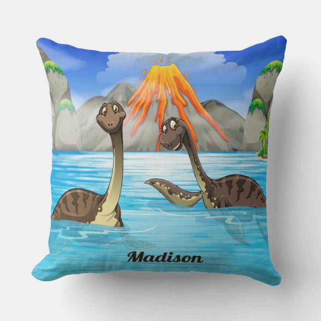 Cute Dinosaurs custom name throw pillows (Front)