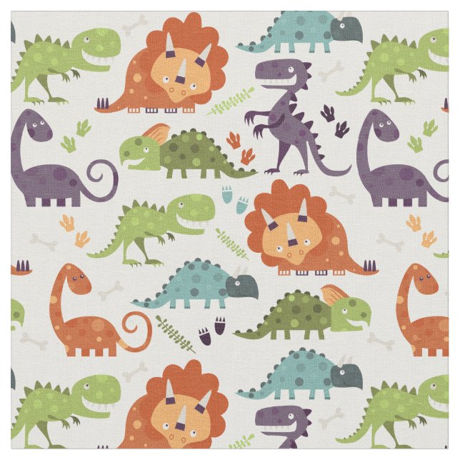 Cute Dinosaurs Dino Boys Kid Pattern Fabric (Close Up)