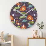 Cute Dinosaurs Dino Boys Room Decor Pattern<br><div class="desc">Cute Dinosaurs Dino Boys Room Decor Pattern Round Clock. The perfect dinosaur bedding for boys with dino room decor.</div>