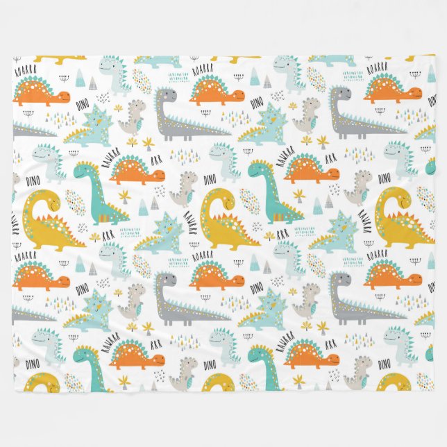 Cute Dinosaurs  Fleece Blanket (Front (Horizontal))