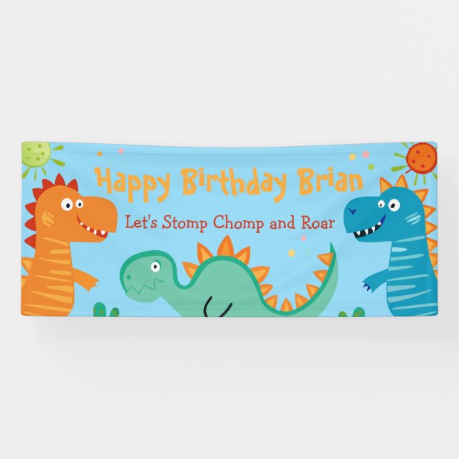  Cute Dinosaurs kid's Birthday Banner (Horizontal)