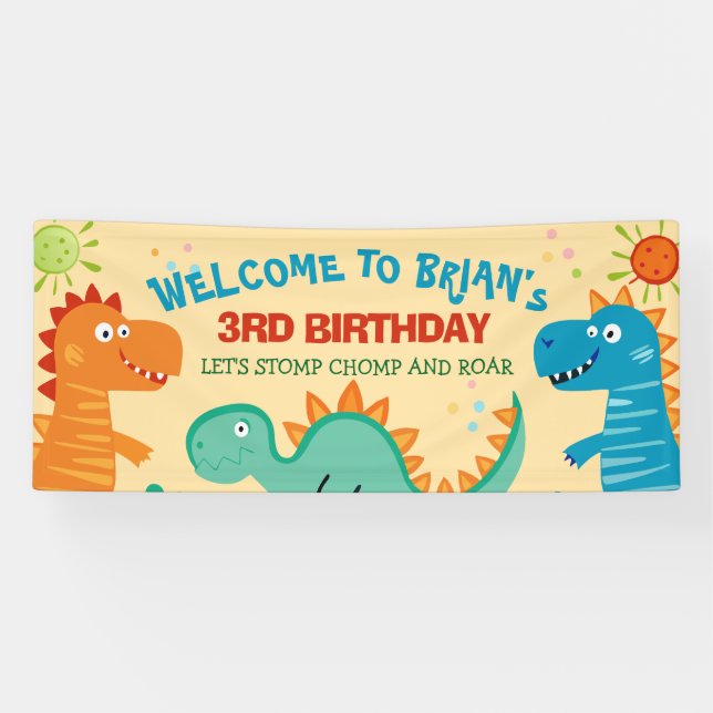  Cute Dinosaurs kid's Birthday Banner (Horizontal)