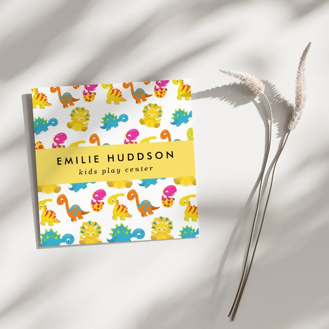 Cute Dinosaurs, Kids Play Centre, Activity Centre Square Business Card (Creator Uploaded)