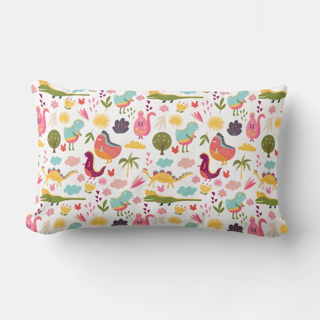 Cute Dinosaurs Lumbar Cushion (Front)