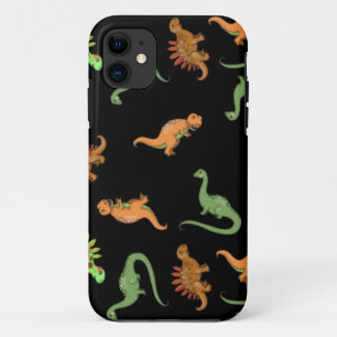 Cute Dinosaurs on Black Background Case-Mate iPhone Case