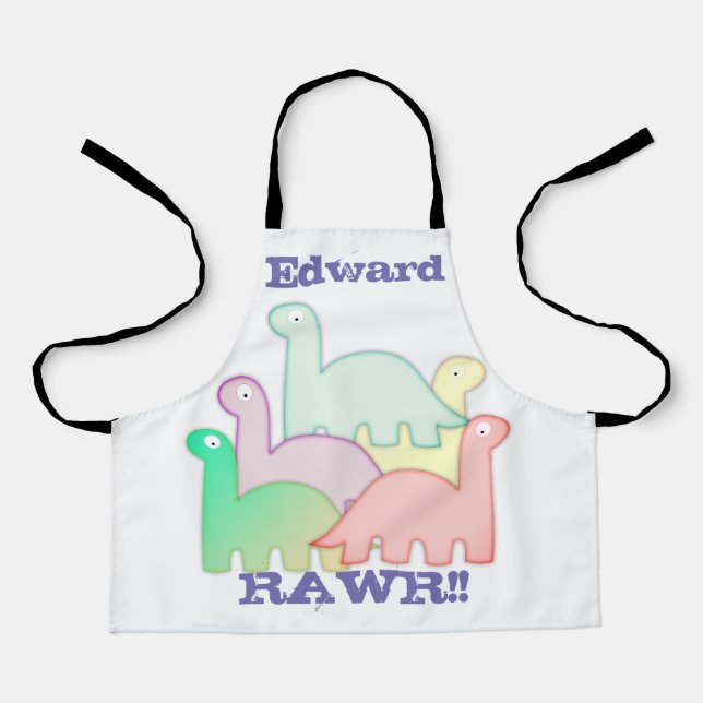 Cute Dinosaurs Pastel Colourful Apron (Front)
