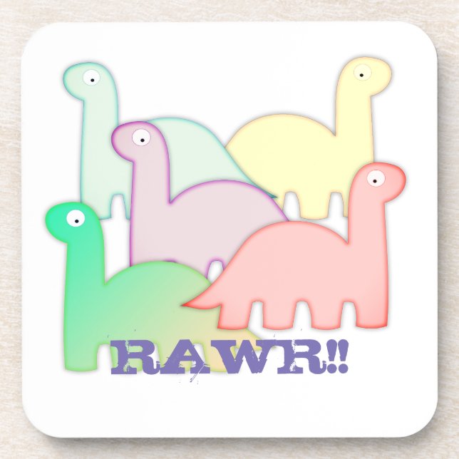 Cute Dinosaurs Pastel Colourful Coaster (Front)