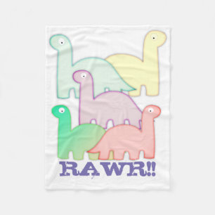Cute Dinosaurs Pastel Colourful Fleece Blanket