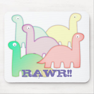 Cute Dinosaurs Pastel Colourful Mouse Pad