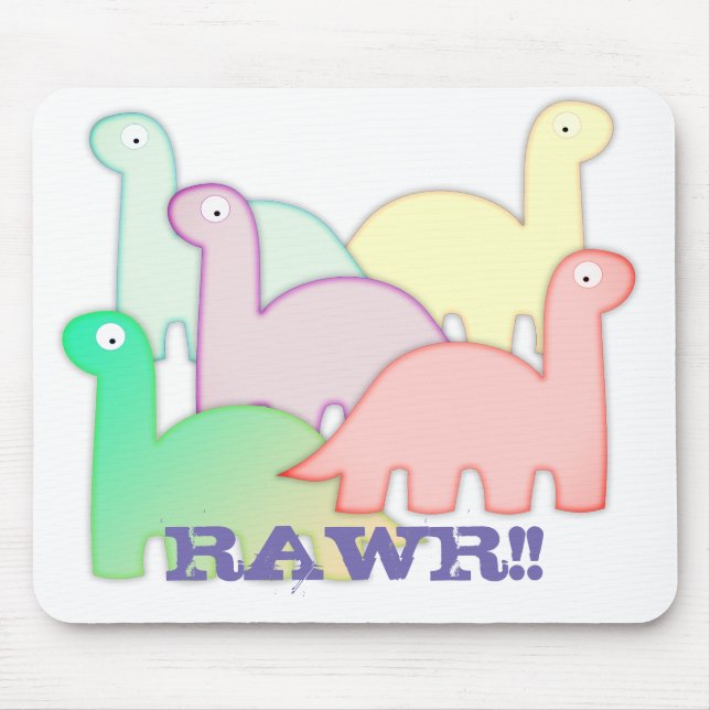 Cute Dinosaurs Pastel Colourful Mouse Pad (Front)