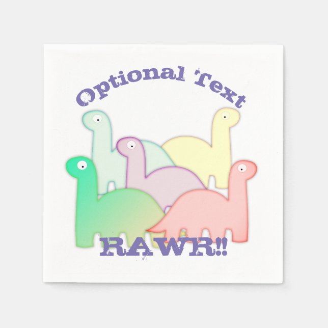 Cute Dinosaurs Pastel Colourful Napkin (Front)
