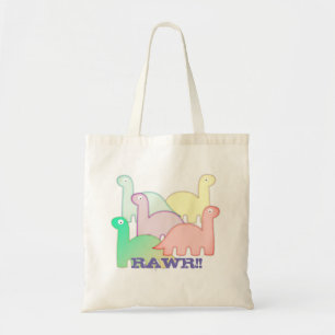Cute Dinosaurs Pastel Colourful Tote Bag