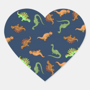 Cute Dinosaurs Pattern Heart Sticker