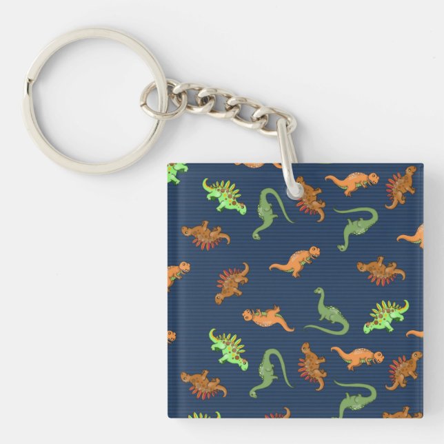 Cute Dinosaurs Pattern Key Ring (Front)
