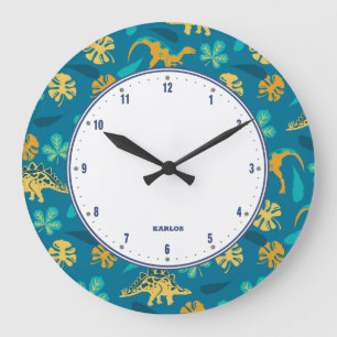 Cute dinosaurs pattern large clock