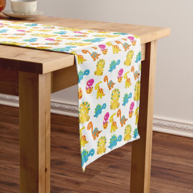 Cute Dinosaurs, Pattern Of Dinosaurs, Baby Dino Medium Table Runner (In Situ)