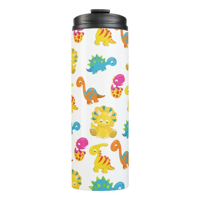 Cute Dinosaurs, Pattern Of Dinosaurs, Baby Dino Thermal Tumbler (Front)