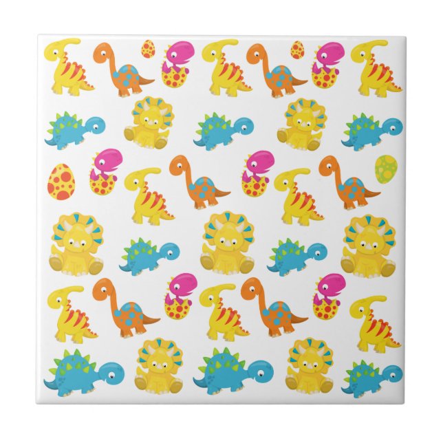 Cute Dinosaurs, Pattern Of Dinosaurs, Baby Dino Tile (Front)