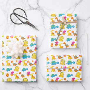 Cute Dinosaurs, Pattern Of Dinosaurs, Baby Dino Wrapping Paper Sheet