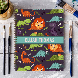Cute Dinosaurs Personalised Custom Boys Notebook
